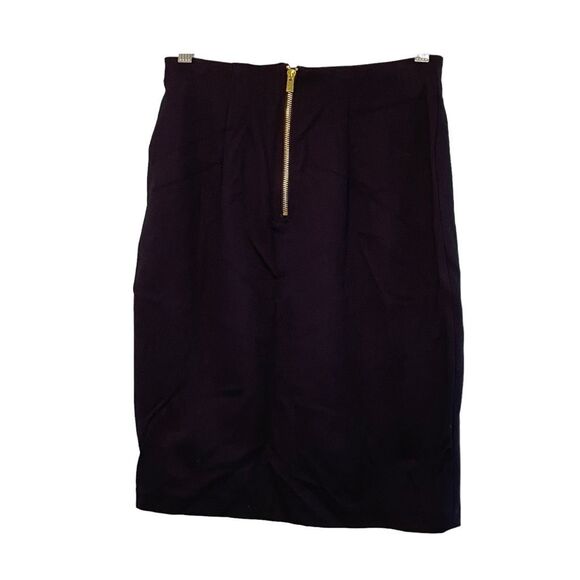 Philosophy Classic Pencil Skirt Navy Blue Stretch Knit Mini‎ Gold Zipper 2 - Picture 2 of 6